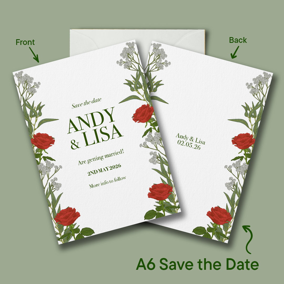 Red Roses Wedding Save the Date *Digital*