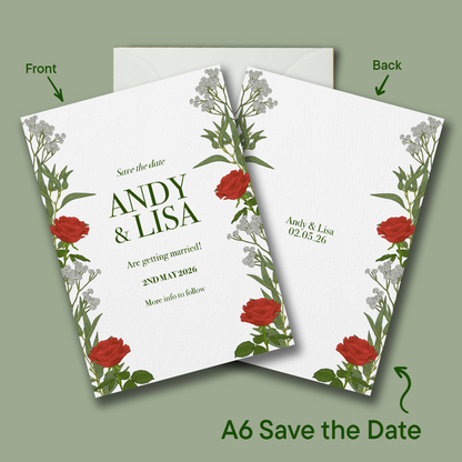 Red Roses Wedding Save the Date *Digital*