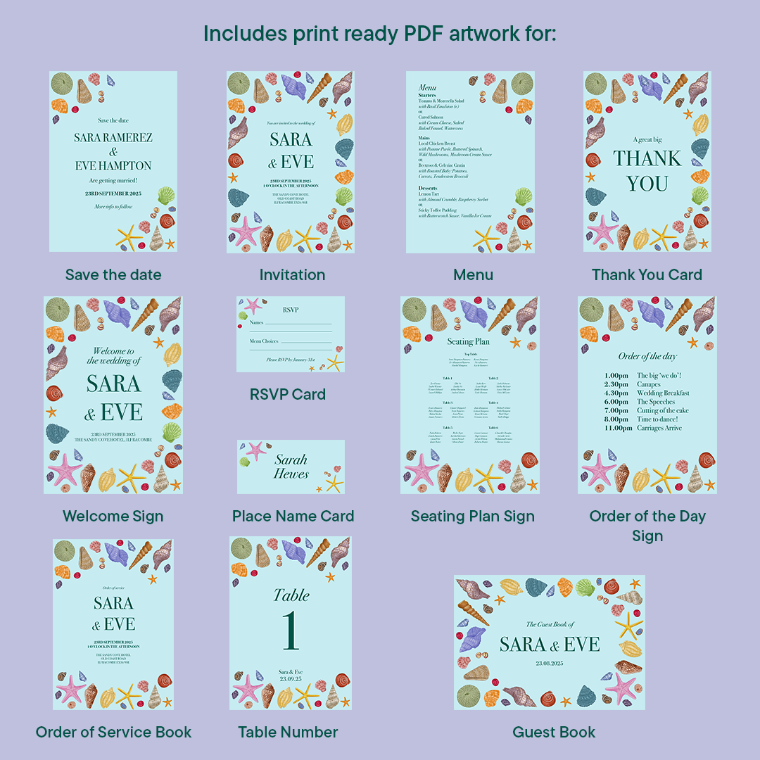 Seashell Wedding Bundle *Digital*