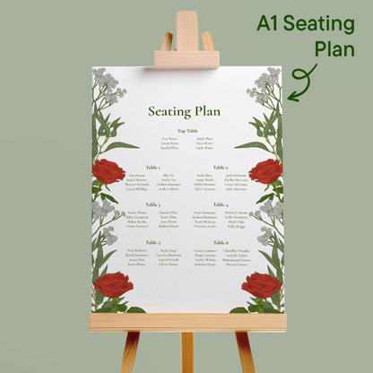 Red Roses Wedding Seating Plan *Digital*