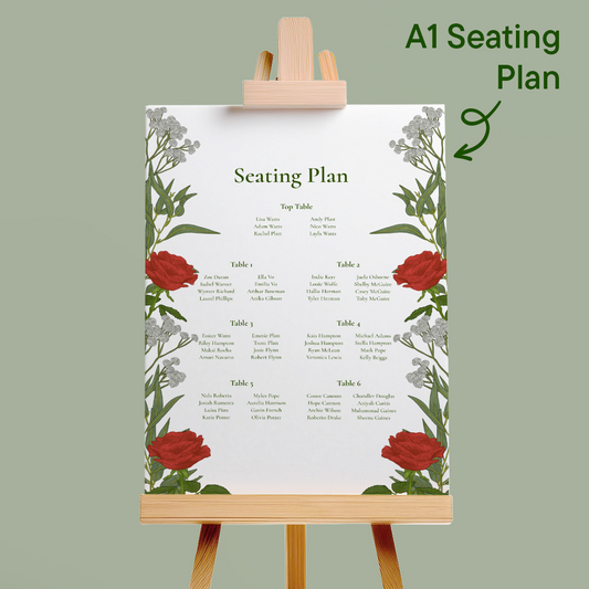 Red Roses Wedding Seating Plan *Digital*