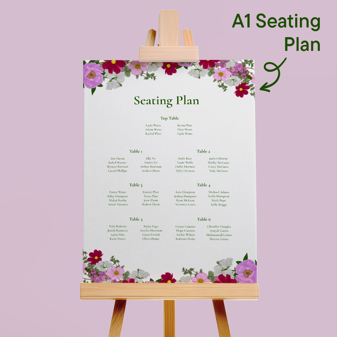 Pink Florals Wedding Seating Plan *Digital*