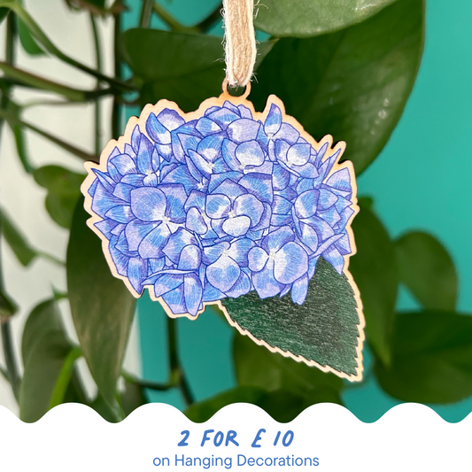 Hydrangea Wooden Hanging Decoration