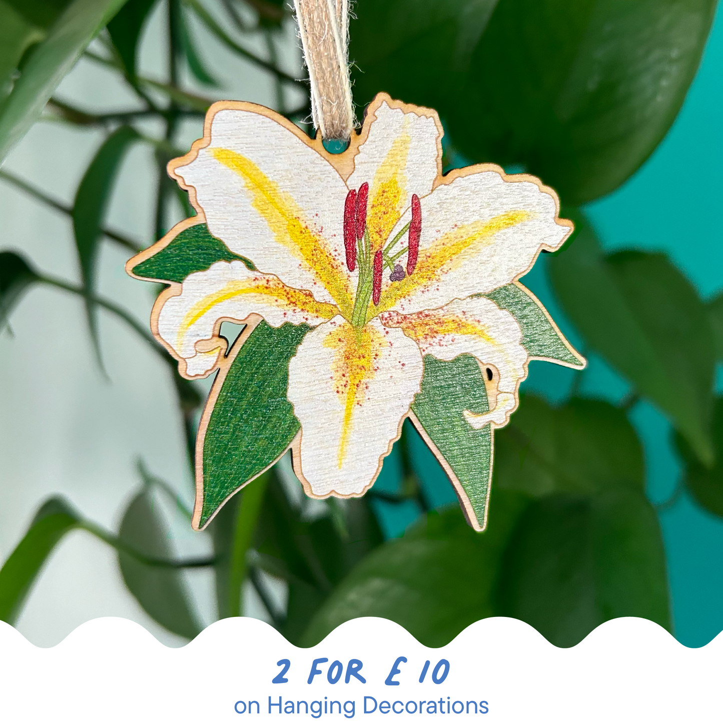 Lily Wooden Hanging Decoration