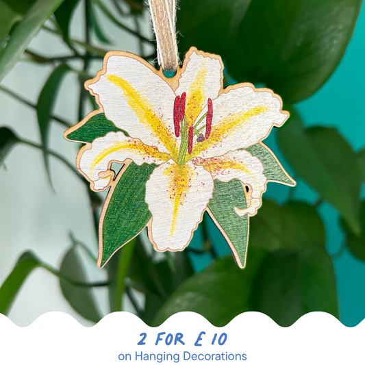 Lily Wooden Hanging Decoration