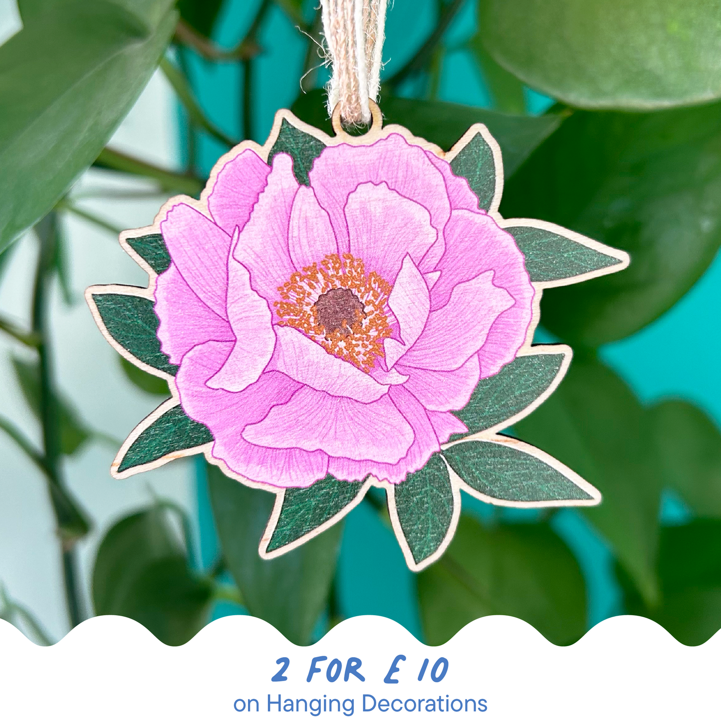 Peony Wooden Hanging Decoration