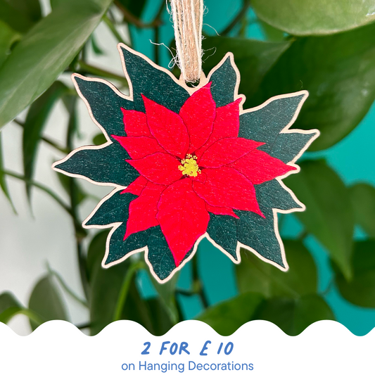 Poinsettia Wooden Hanging Decoration