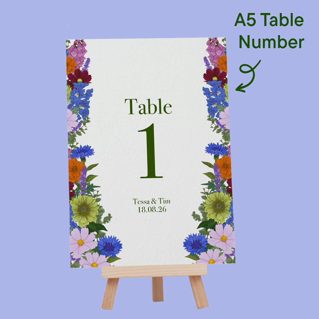Bright Blooms Wedding Table Number *Digital*