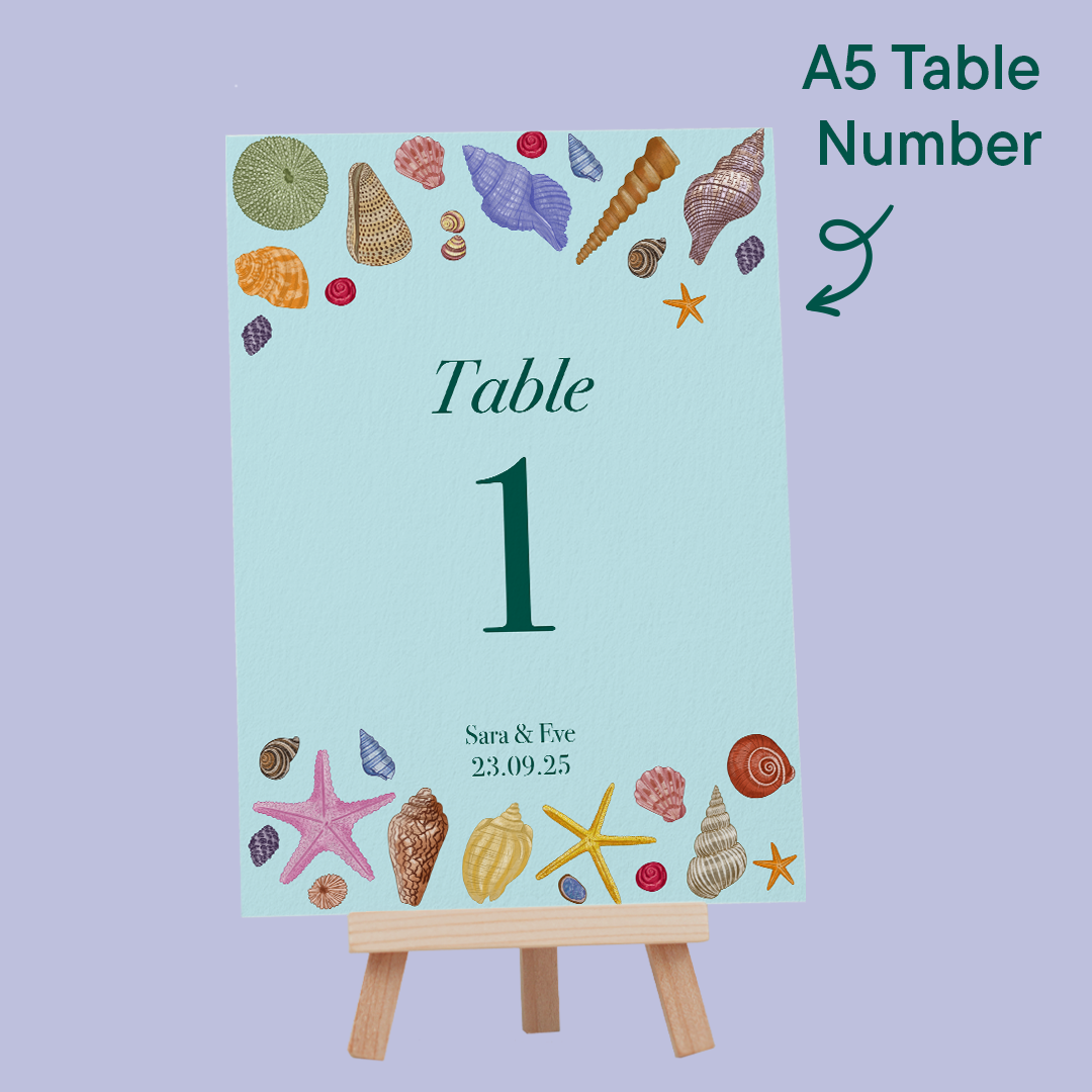 Seashells Wedding Table Number *Digital*