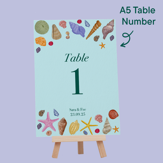Seashells Wedding Table Number *Digital*