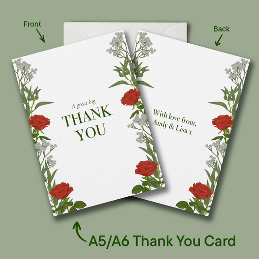 Red Roses Wedding Thank You Card *Digital*