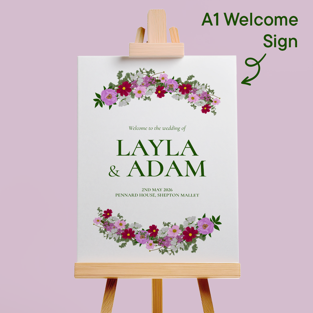 Pink Florals Wedding Welcome Sign *Digital*