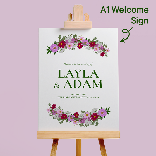 Pink Florals Wedding Welcome Sign *Digital*