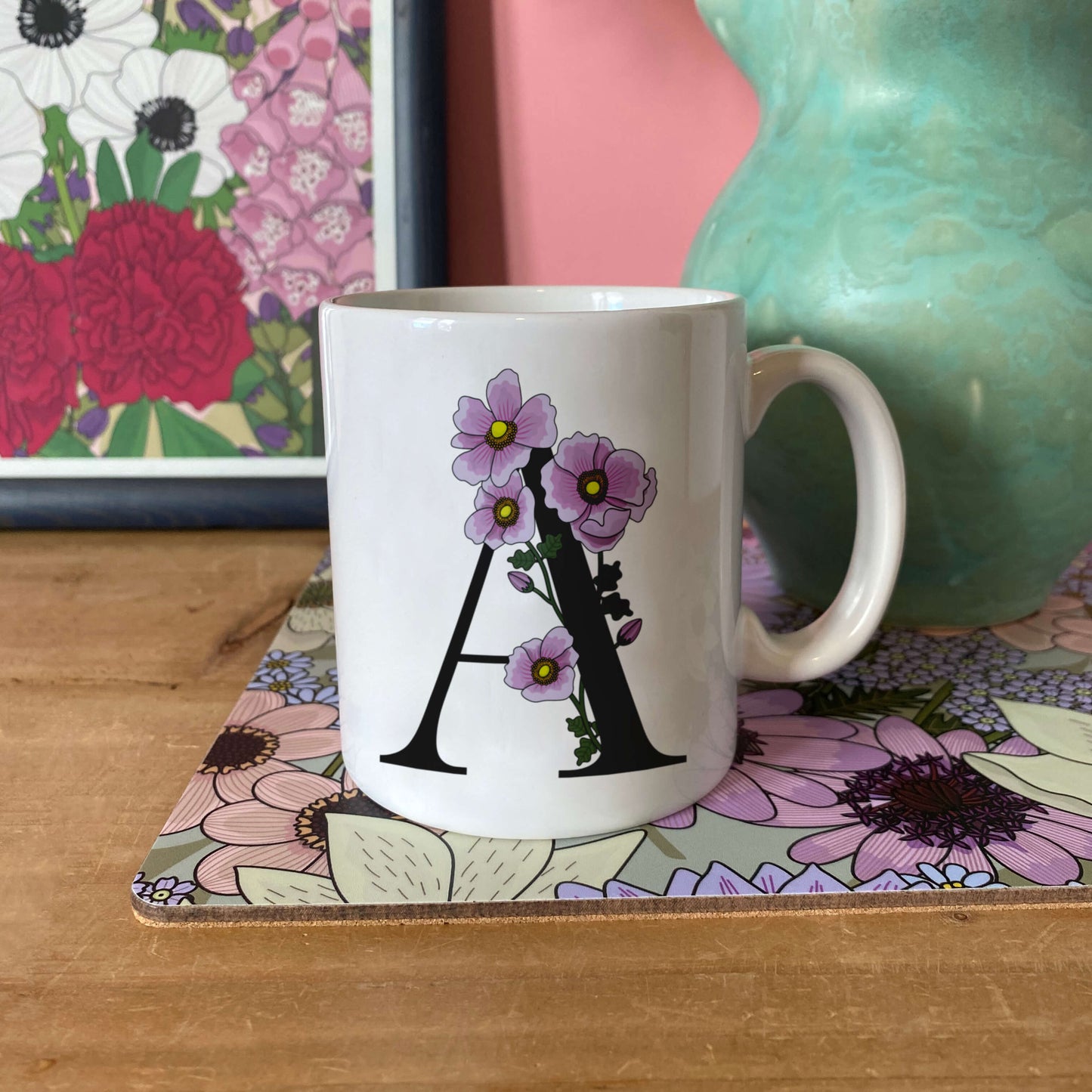 Floral Initial Mug