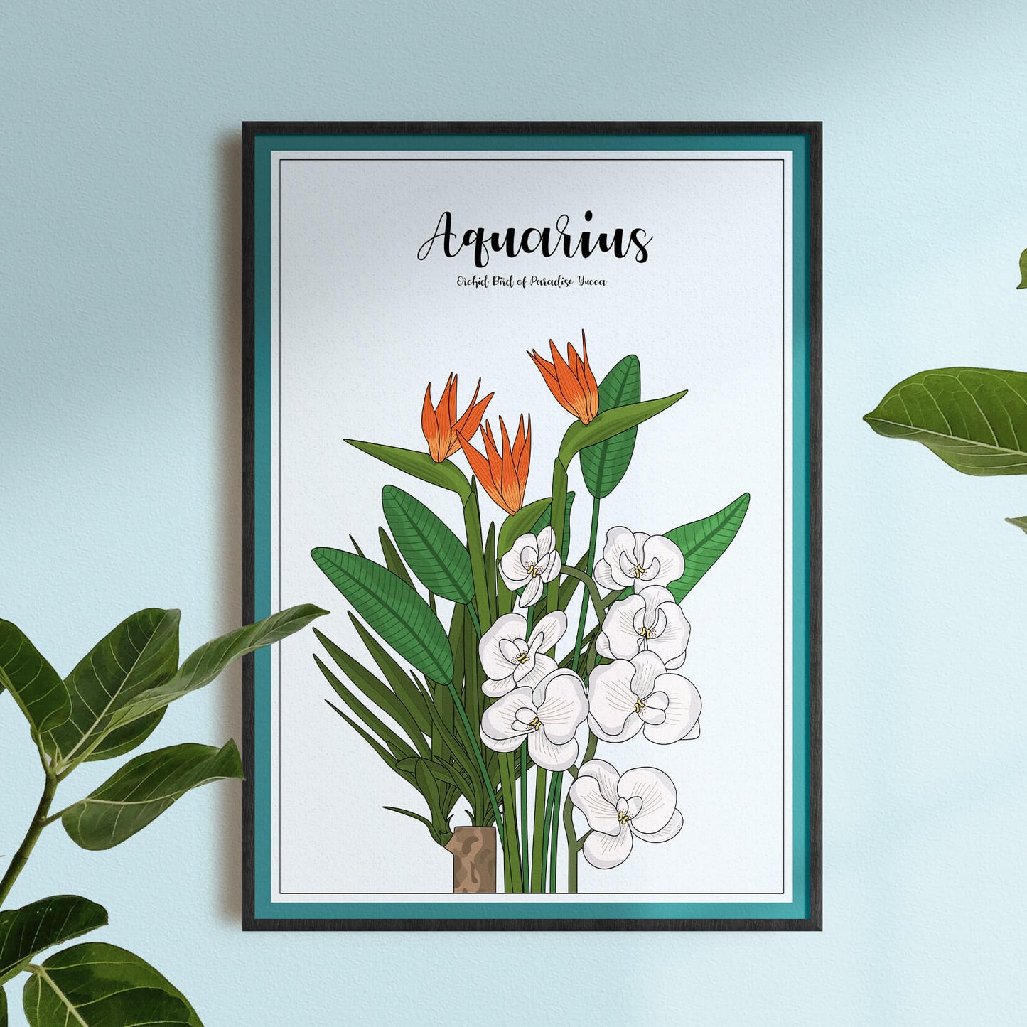 Floral Aquarius Zodiac Print