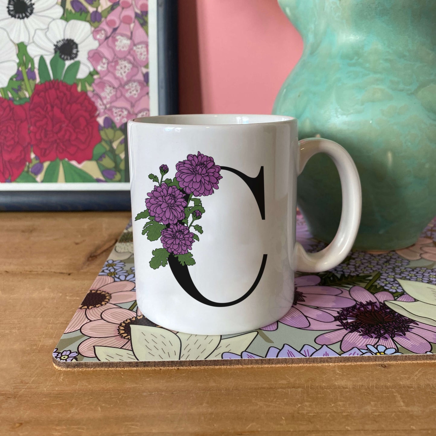 Floral Initial Mug