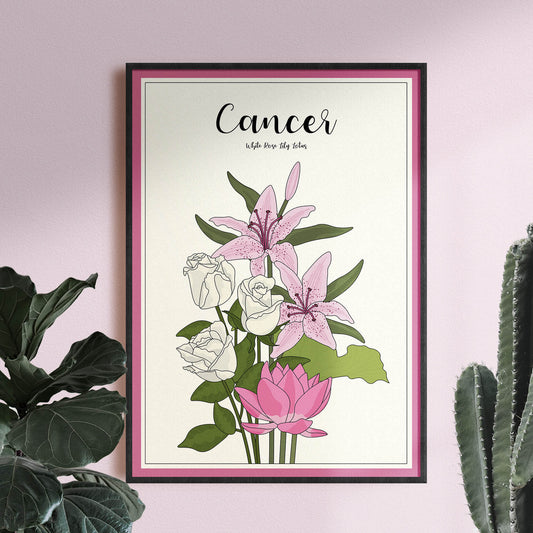 Floral Cancer Zodiac Print