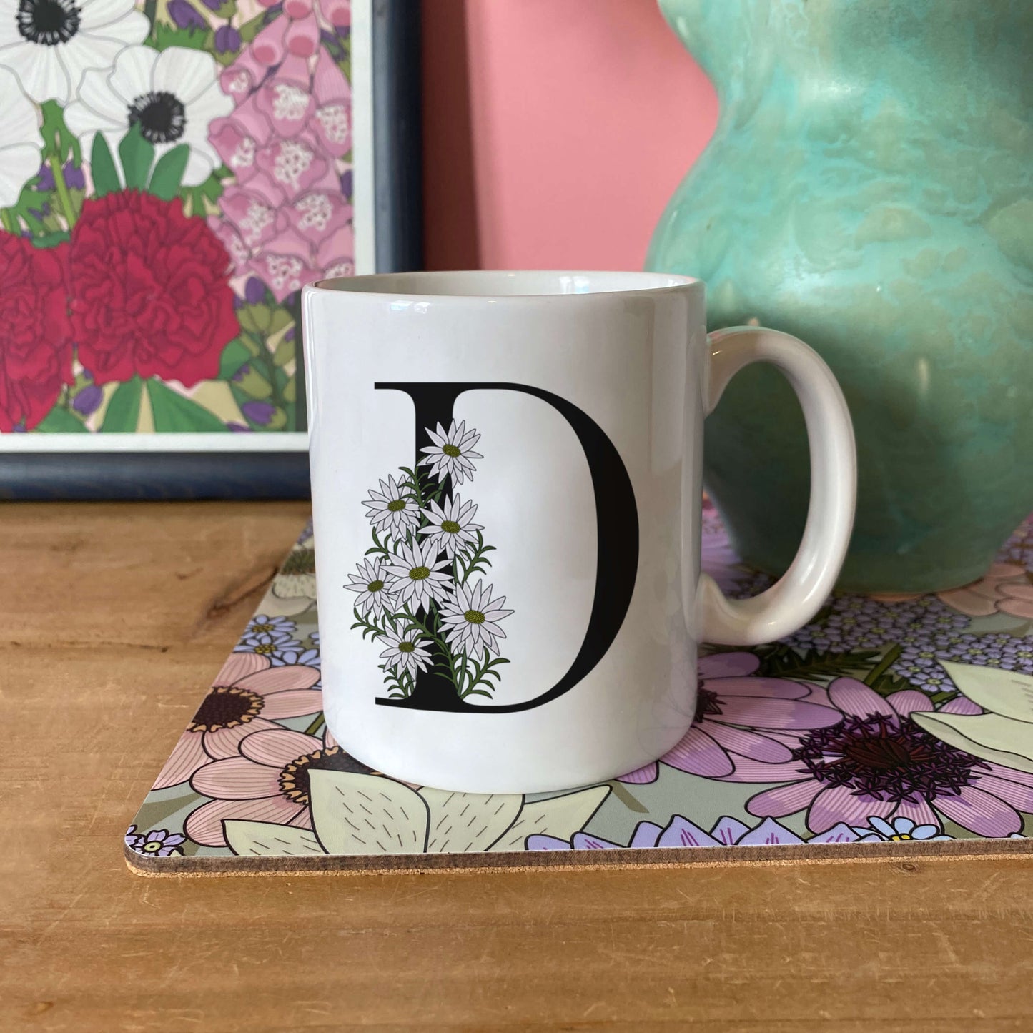 Floral Initial Mug