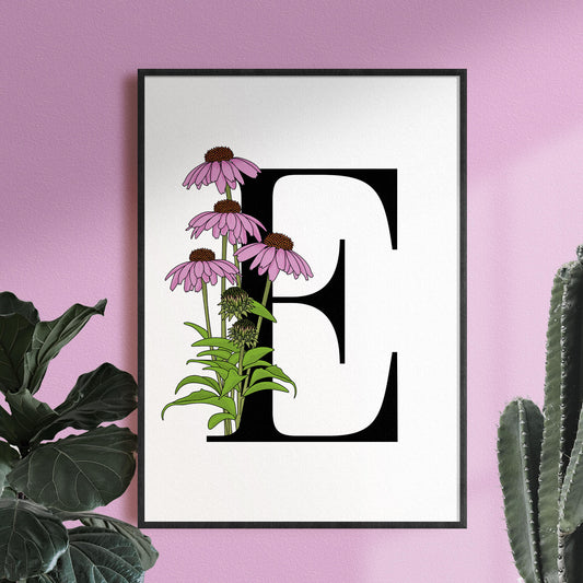 Floral Letter E Print