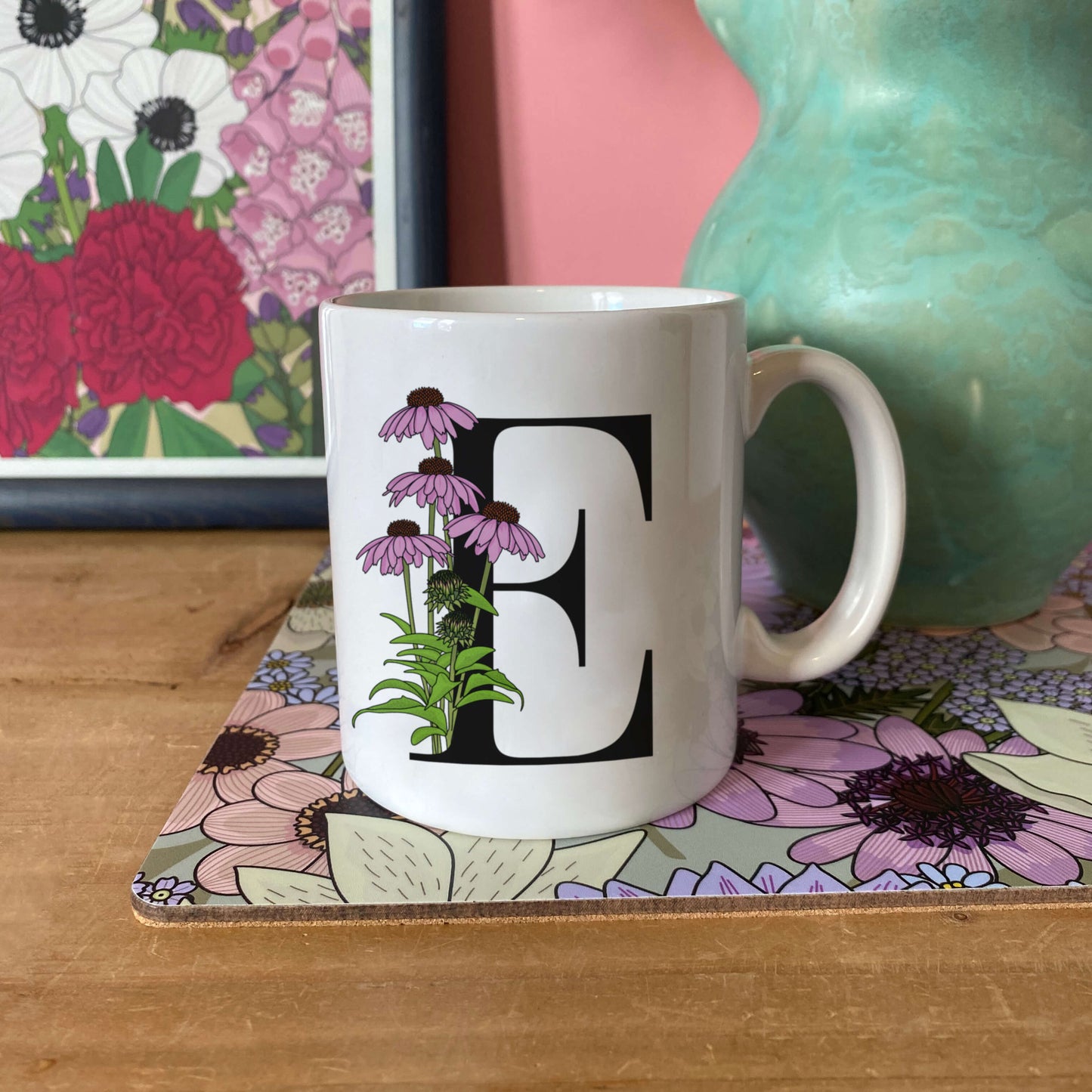 Floral Initial Mug