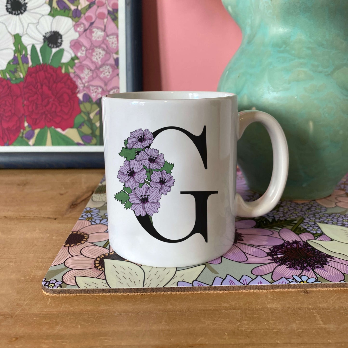 Floral Initial Mug