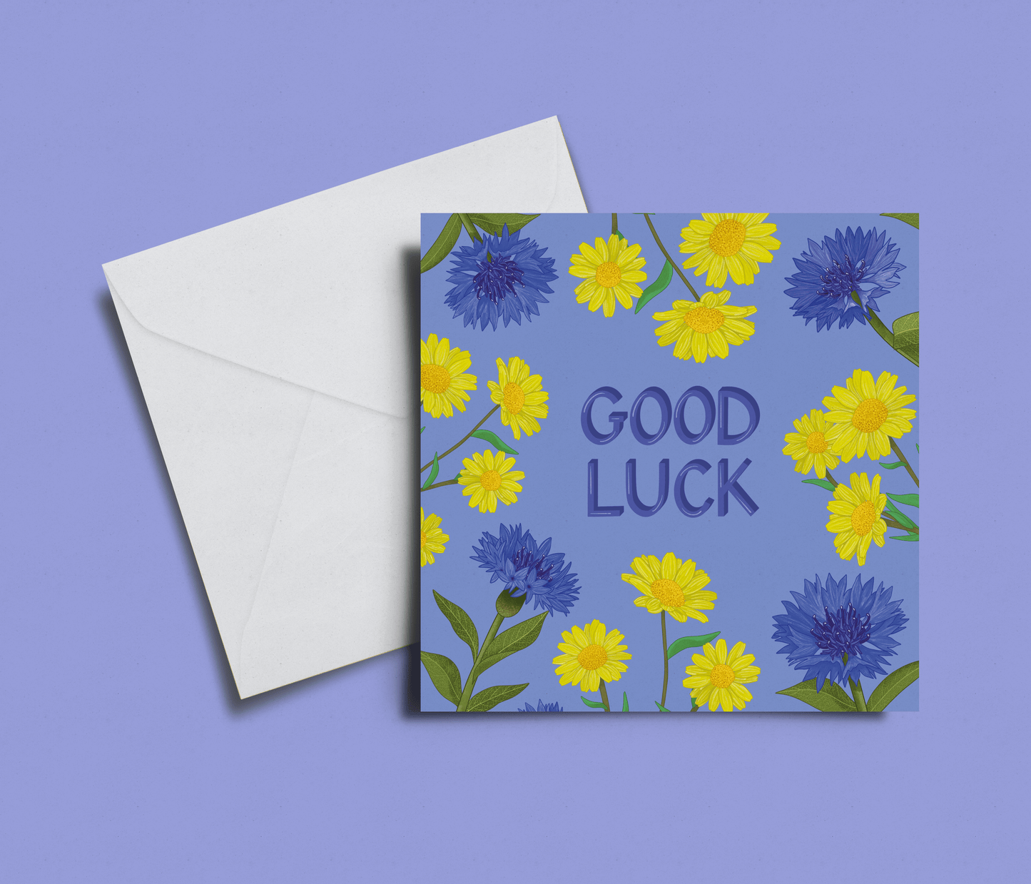 'Good Luck' Cornflower Card