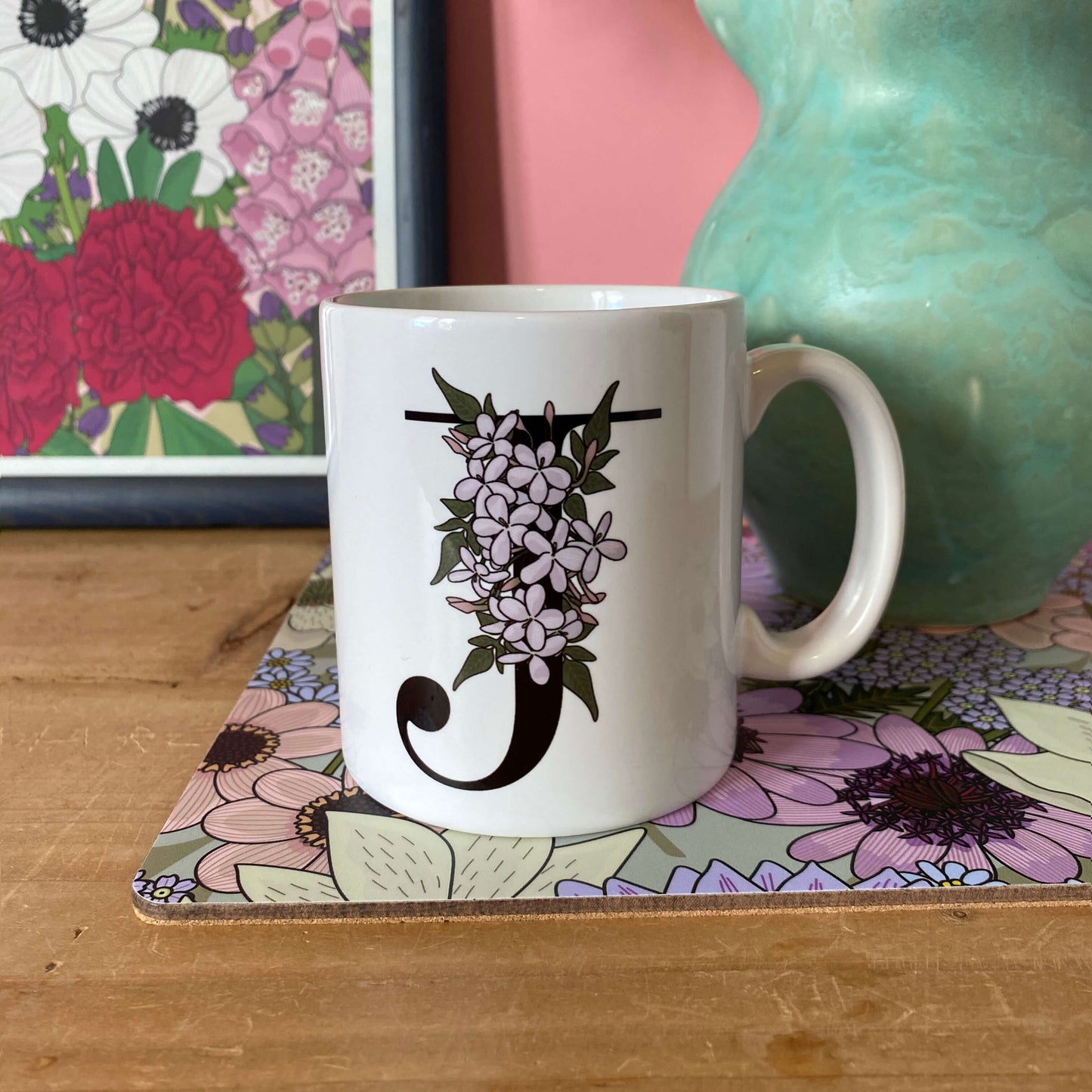 Floral Initial Mug