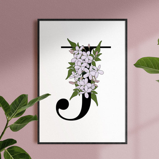 Floral Letter J Print