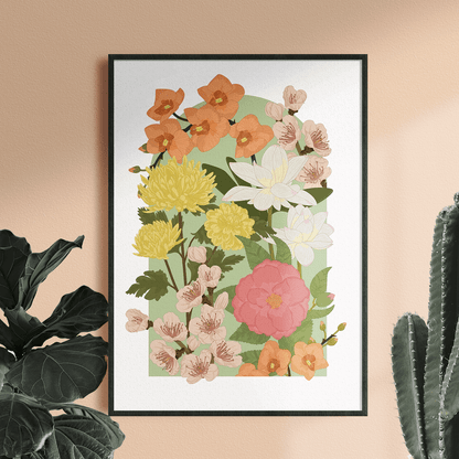 'Japanese Florals' Print