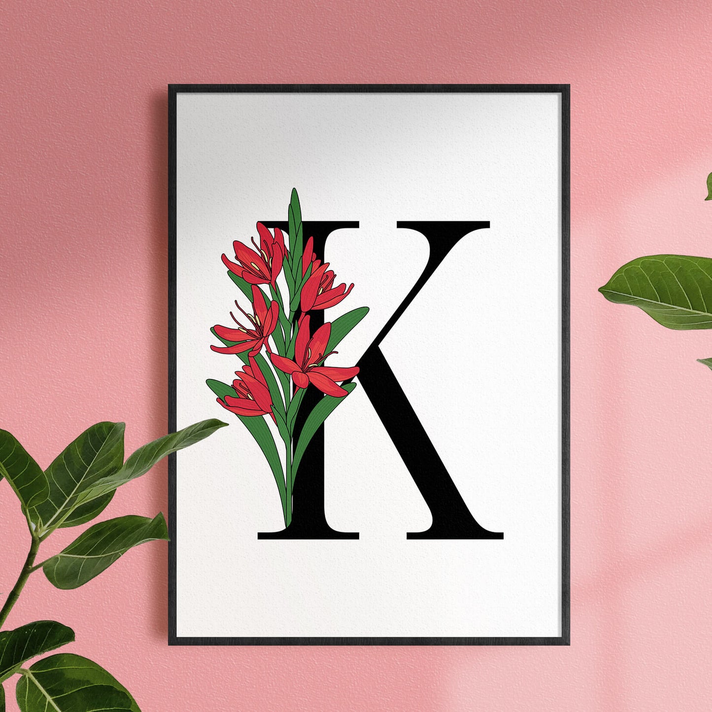 Floral Letter K Print