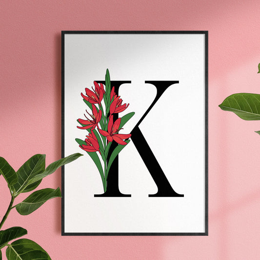 Floral Letter K Print