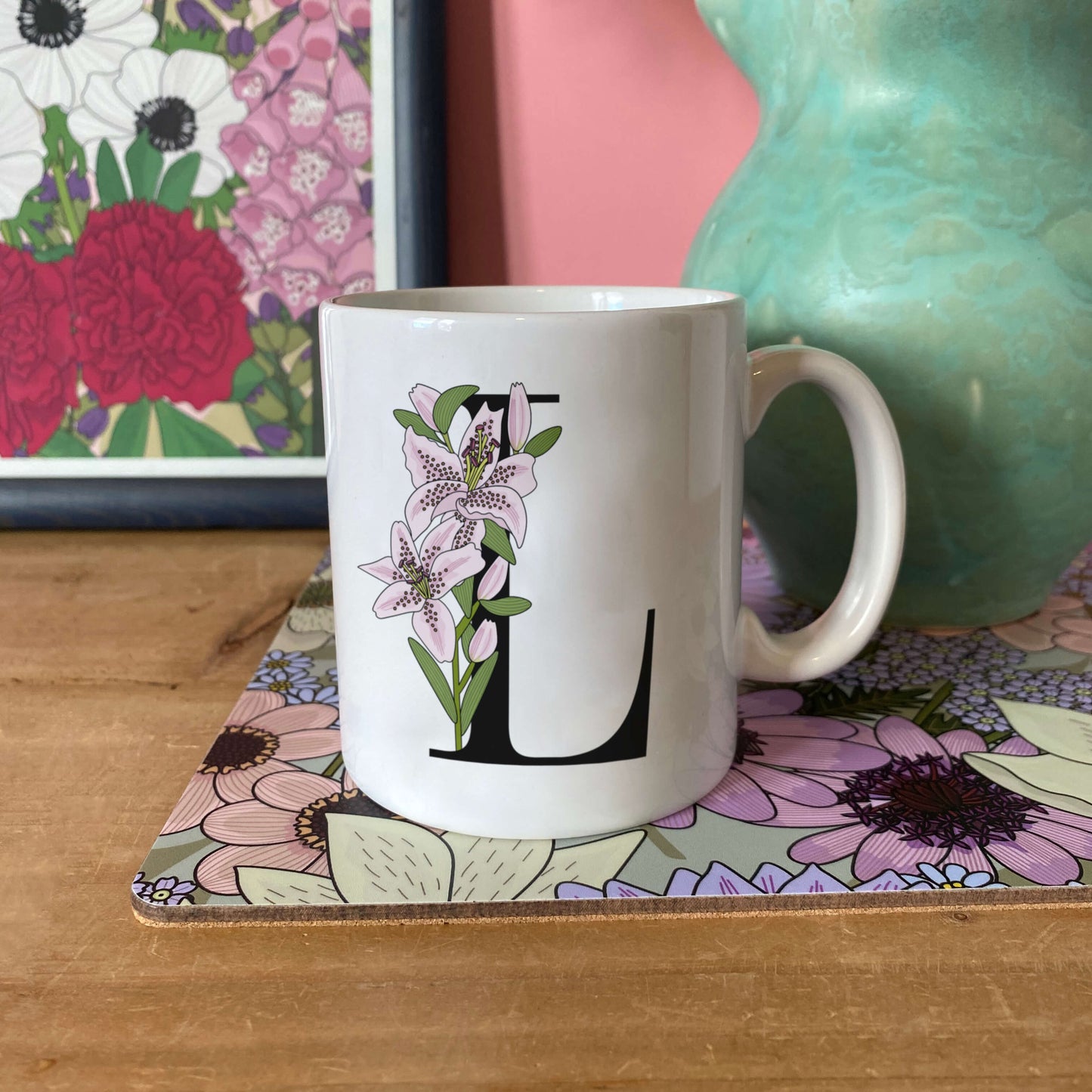 Floral Initial Mug