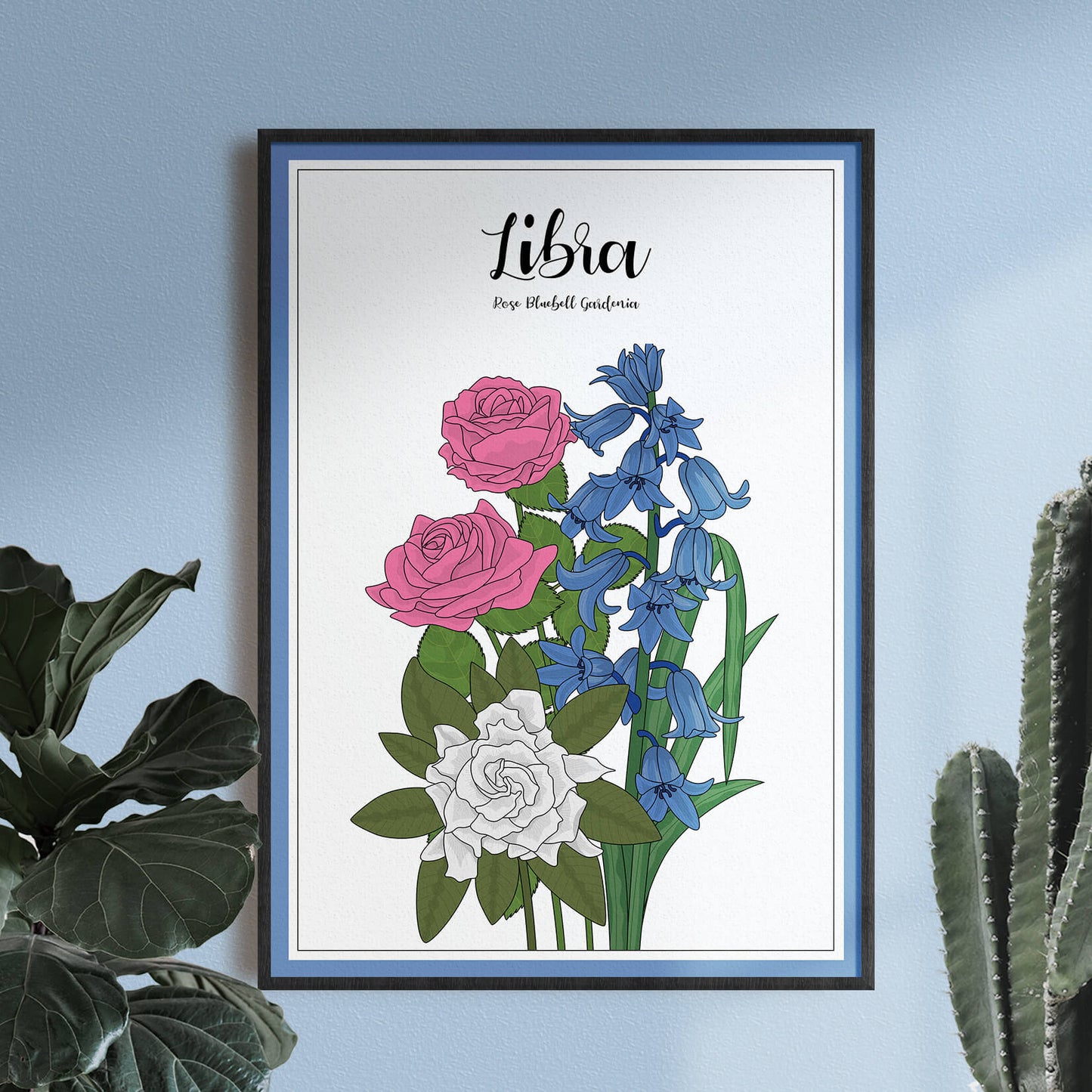 Floral Libra Zodiac Print