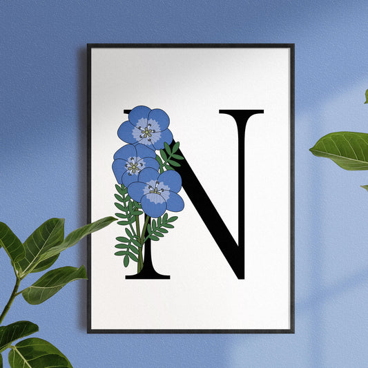 Floral Letter N Print