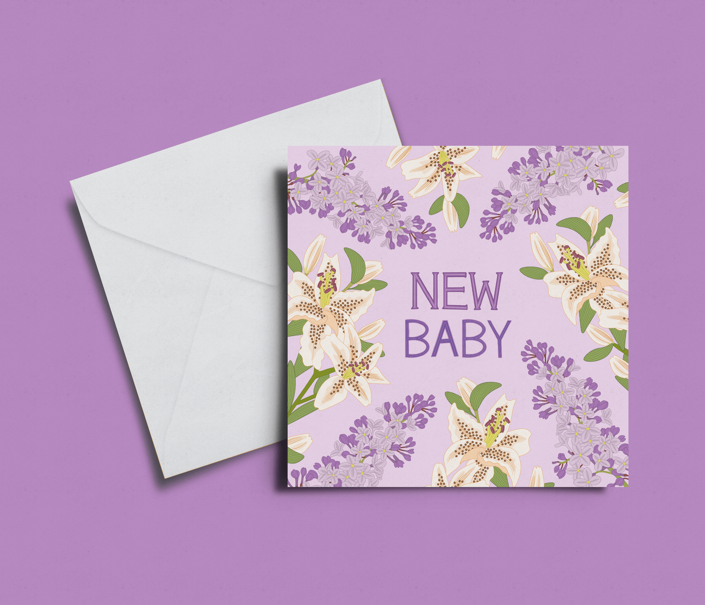 'New Baby' Lilies Card