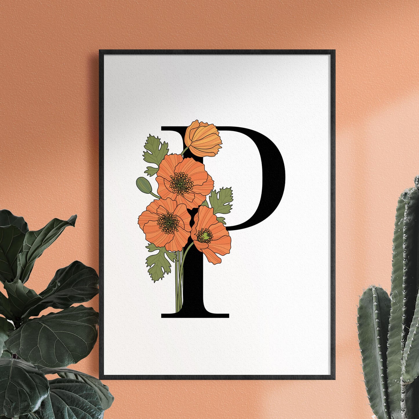 Floral Letter P Print