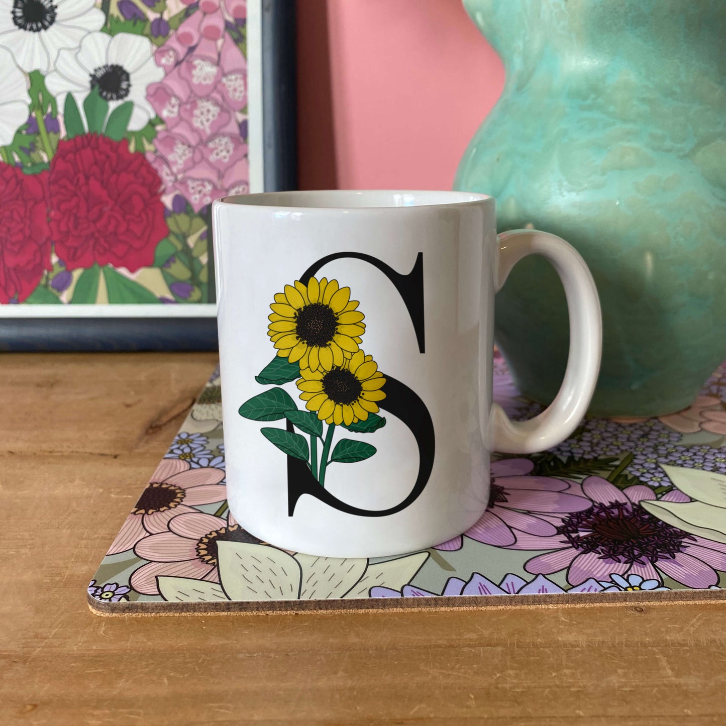 Floral Initial Mug