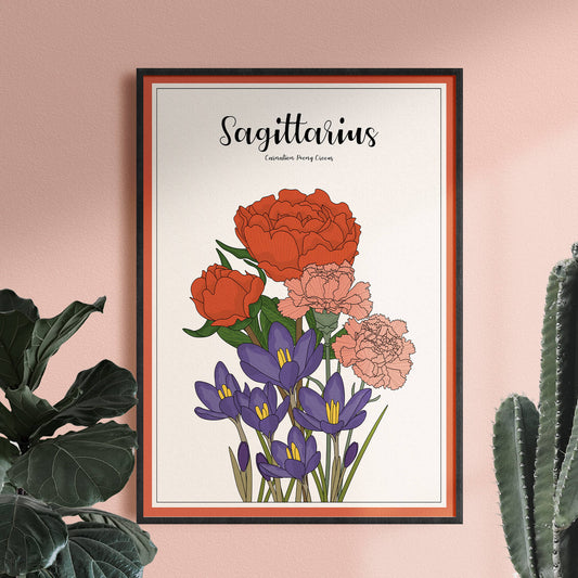 Floral Sagittarius Zodiac Print