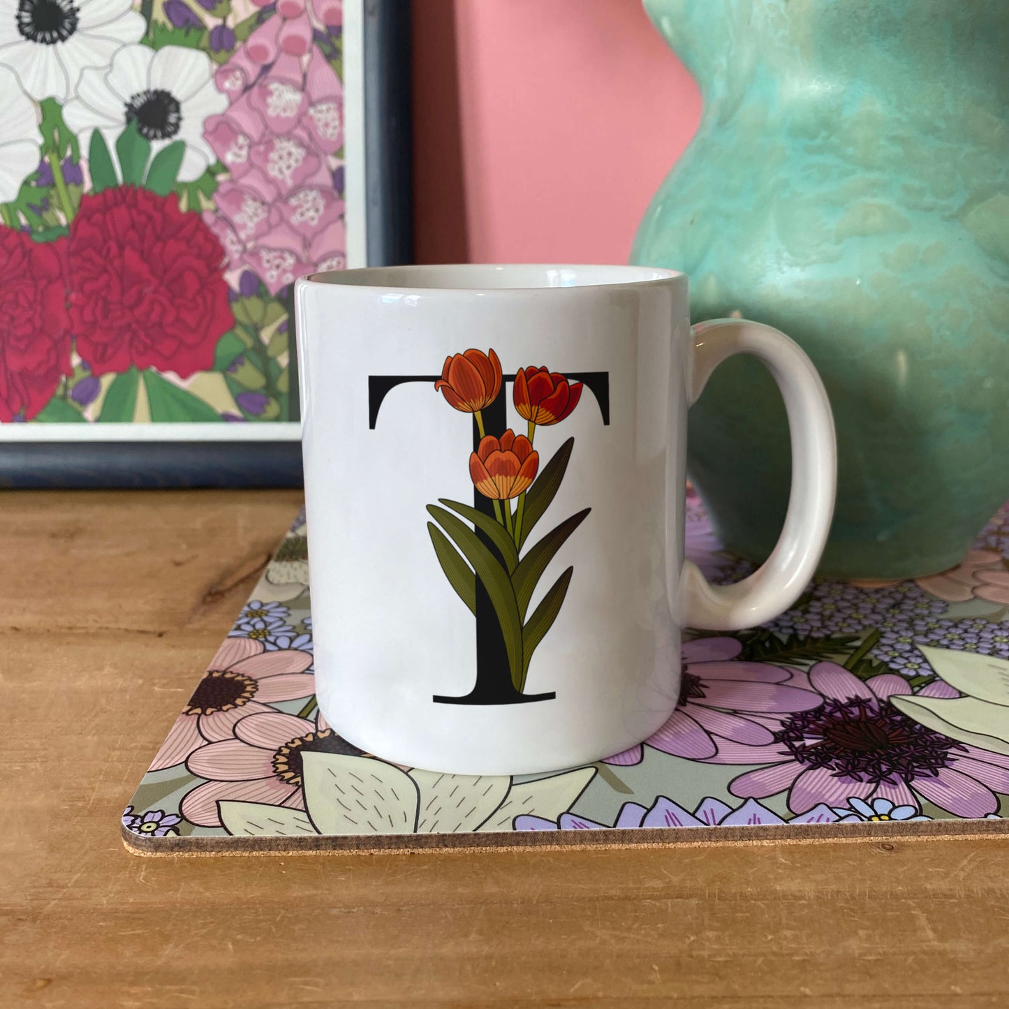 Floral Initial Mug