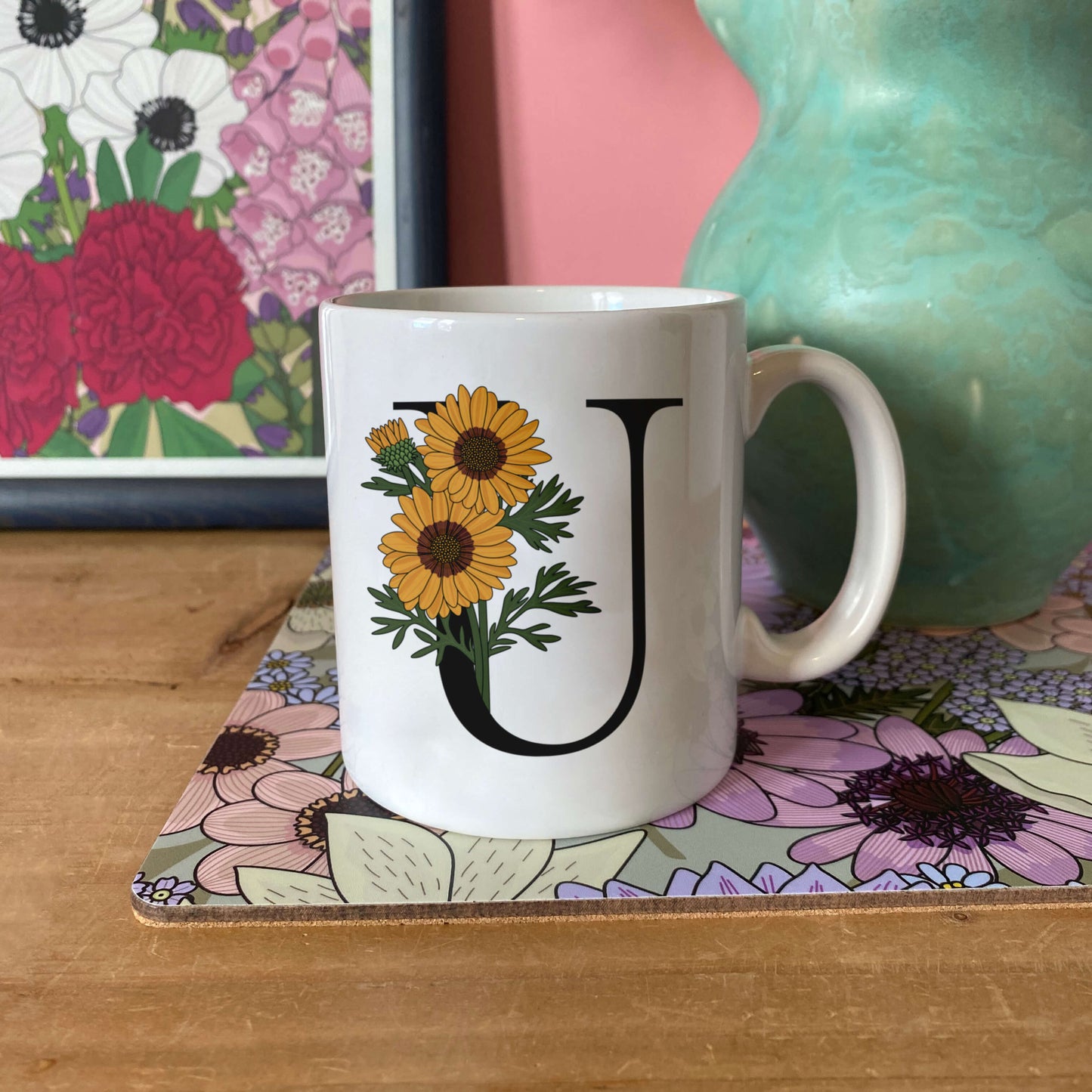 Floral Initial Mug