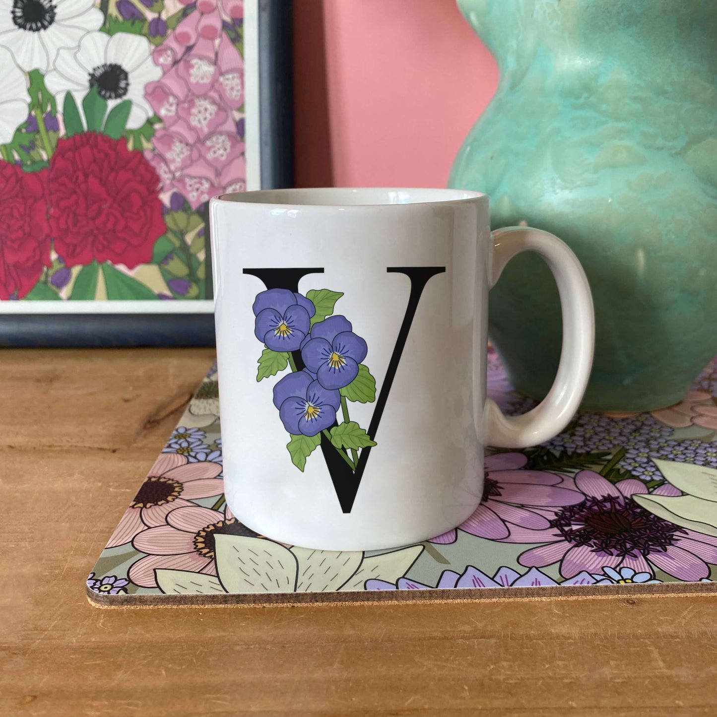 Floral Initial Mug