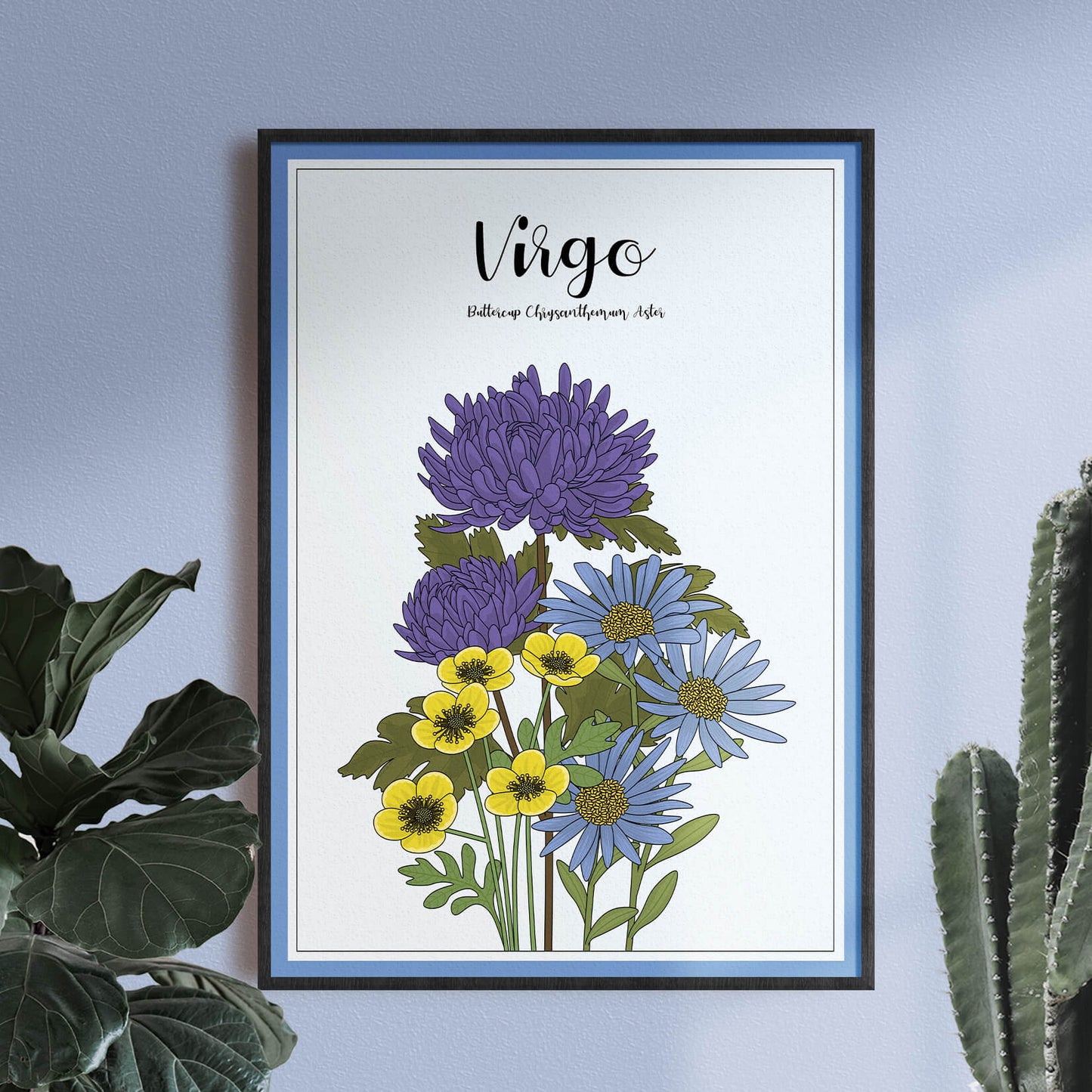 Floral Virgo Zodiac Print