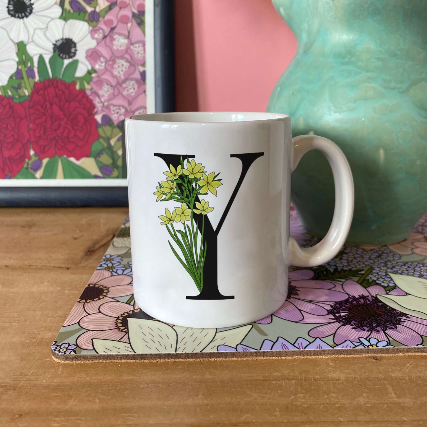 Floral Initial Mug