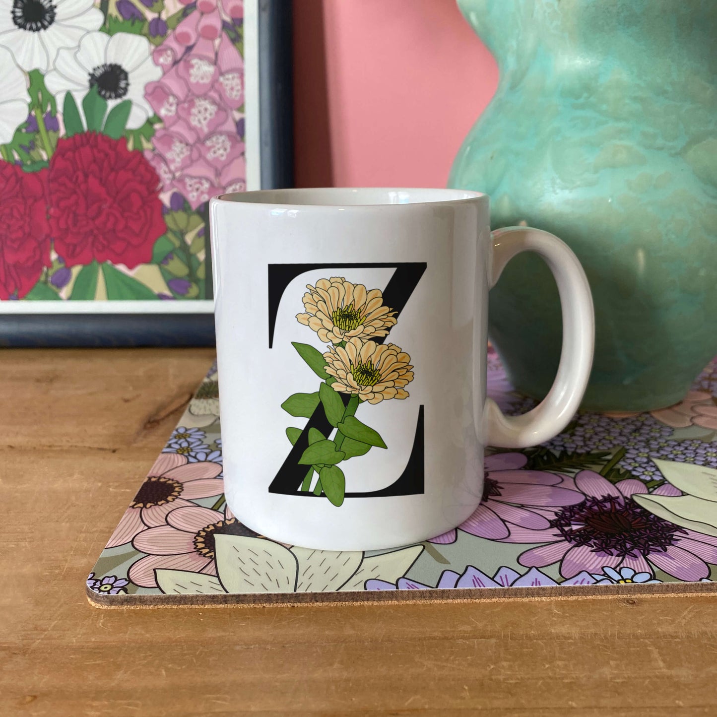 Floral Initial Mug